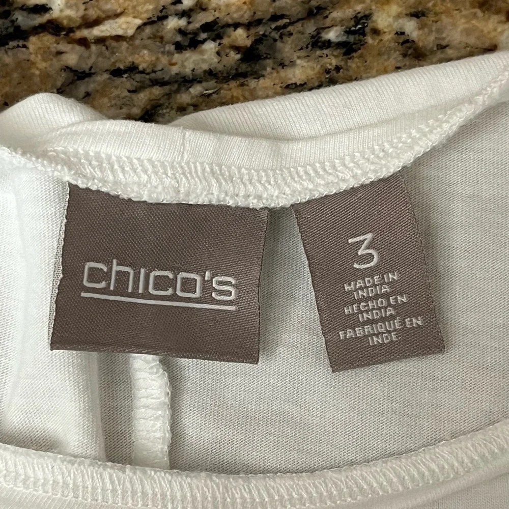 Chico’s White Cotton Slub Lace Hem Tunic Top Women’s 3 (XL) – Boho Modest - Picture 9 of 11